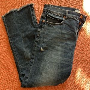 Loft size 8 raw edge straight button up jeans